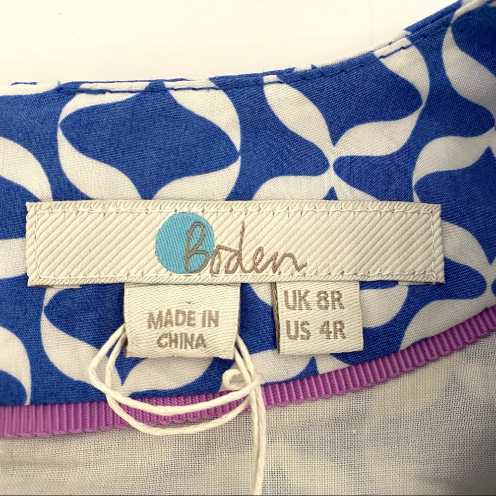 NWOT Boden Natasha Cotton Vneck Maxi Dress Sky Blue Ribbons Size 4 - Picture 9 of 12